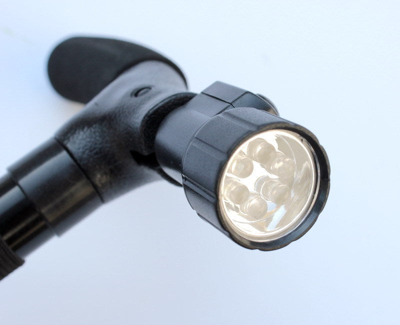Ergonomisk käpp med LED-lampa och fyrpunktsfot